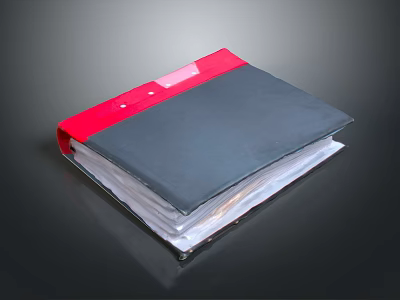 Red And Black Document Folder Organizer For Storing Papers And Files At Home 3d model
