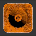 Orange Rusted Traffic Cone Placed on Black Background with Square Base
