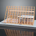 Building Model With Wooden Frame Structure Roof Truss And Platform Base