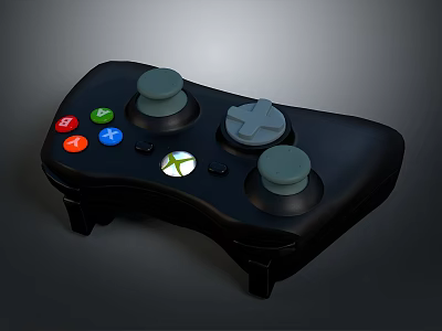 Black Xbox Game Controller with Dual Joysticks Colorful Buttons and Central Logo for Gaming Electronics 3d model
