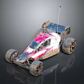Remote Control Off Road Buggy With Pink And White Body And Large Wheels