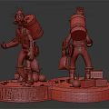 Megavolt Action Figure Two View Design With Red Black Backpack And Yellow Blue Costume