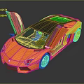 Modern Orange Sports Car With Open Scissor Doors And Black Roof Design