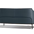 Deep Blue Leather Multi Person Sofa With Modern Design And Metal Legs 3d model