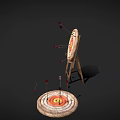 Archery Sports Equipment Featuring Wooden Target Stand Round Straw Targets And Red Arrow Tips