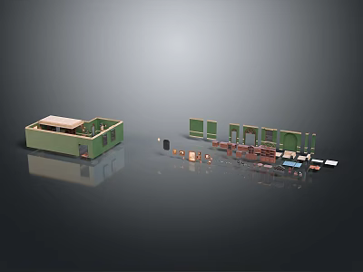 Green Building Model With Decomposed Components And Detailed Structural Parts 3d model