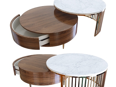 Coffee Table Rock Board Light Luxury Living Room Marble Round High and Low Tea Table Small Apartment Simple Mother and Mother Coffee Table 3d model