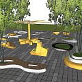 Modern Tree Pool Tree Pool Card Seat 3d model