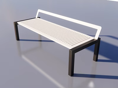 Modern Landscape Bench With White Seat Black Frame And Stripe Design 3d model