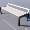 Modern Landscape Bench With White Seat Black Frame And Stripe Design 3d model