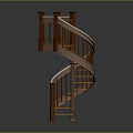 Wooden Spiral Staircase With Curved Handrail Decorative Balusters And Smooth Treads