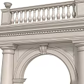 Classical Stone Architectural Structure with Arched Doorways Columns and Balustrade 3d model