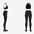 Black Athletic Sports Clothing Set With Tank Top And Leggings Outfit