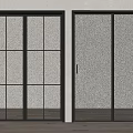 Modern Interior Double Doors With Black Frame Grid Design And Vertical Stripe Glass