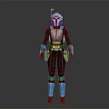 Game and Movie Character in Blue and White Armor with Helmet Belt and Boots