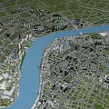 Aerial Planning of Urban Layout With River Road Network and Green Spaces