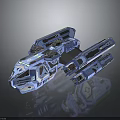 Futuristic Blue Spaceship With Sci Fi Elements And Modular Structure For Cosmic Exploration