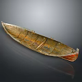 Vintage Wooden Boat Featuring Long Hull Brown Orange Wood Grain Design