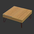 Wooden Square Coffee Table With Black Thin Legs And Wood Grain Surface