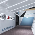 LEAPMOTOR Exhibition Booth with Silver Car Display and Screen Showing Vehicle in Modern Design