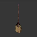 Wooden String Musical Instrument with Carved Patterns and Art Supplies on Gray Background