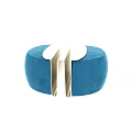 Elegant Modern Blue Velvet Sofa Stools With Geometric Metal Frame Design