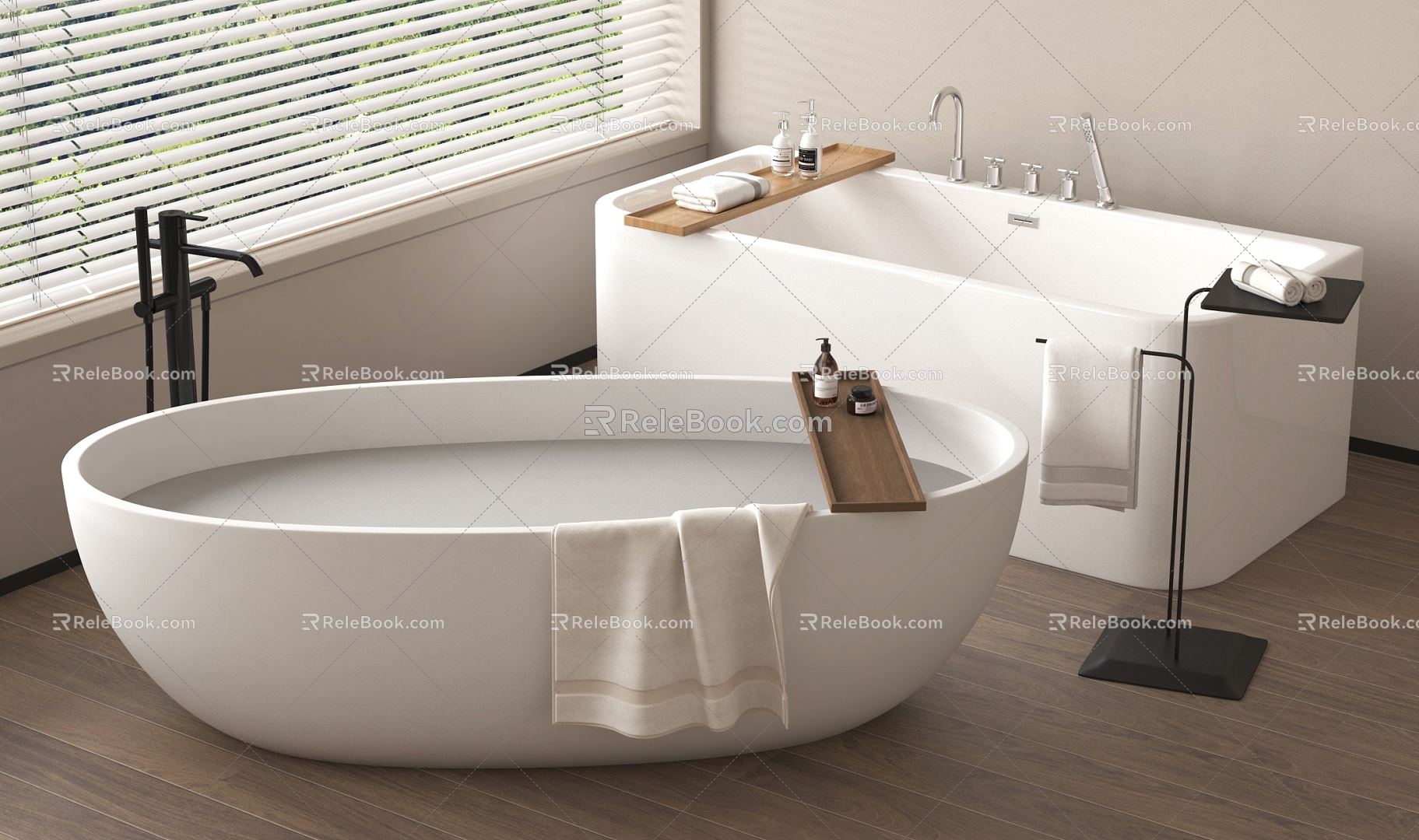 Bathtub Bidet Integrated Bathtub Separate Bathtub Toiletries 3d model