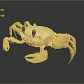 Golden Crab with Red Eyes and Detailed Claws on Dark Reflective Surface