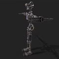 Intelligent Machine With Metallic Skeleton Exposed Wires Mechanical Joints Extended Arms And Detailed Legs