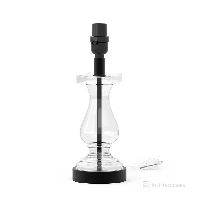 Elegant Transparent Glass Hookah with Black Stem Clear Base Modern Design and Accessories 3d model 