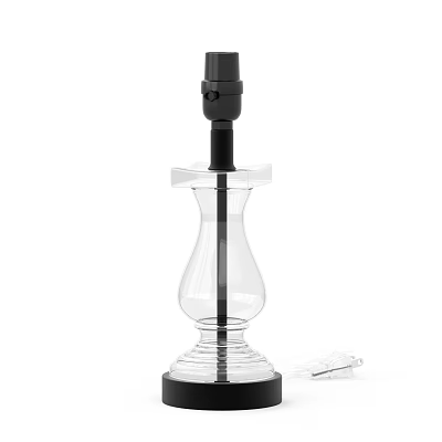 Elegant Transparent Glass Hookah with Black Stem Clear Base Modern Design and Accessories 3d model