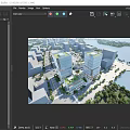 Twin Modern Office Buildings With Green Roofs And Glass Curtain Walls Near Urban Waterfront Landscape