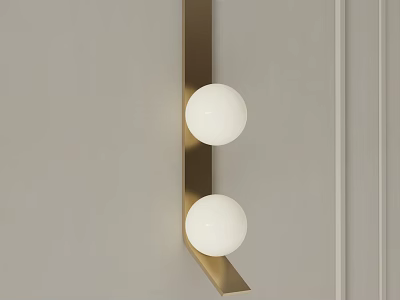 Modern Double Globe Wall Lamp With White Shades And Gold Metal Frame Design 3d model