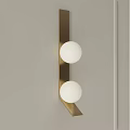 Modern Double Globe Wall Lamp With White Shades And Gold Metal Frame Design