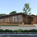 Modern Wooden Rest Stop Featuring Open Design Surrounded By Trees And Outdoor Steps 3d model