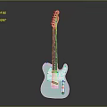 Elegant Light Blue Electric Guitar Musical Instrument With Stylish Design And Smooth Body