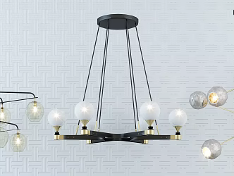 Post-modern chandelier stylish simple metal chandelier combination 3d model