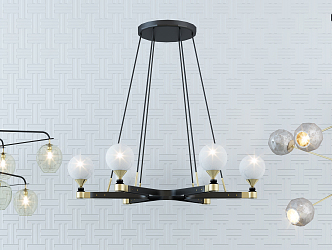 Post-modern chandelier stylish simple metal chandelier combination 3d model