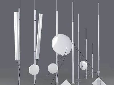 Modern Outdoor Lights With Different Shapes White Finish For Garden Patio 3d model
