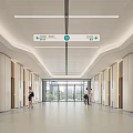 Hospital Outpatient Clinic Bright Spacious Corridor With Medical Staff Patients White Walls And Directional Signs