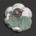 Silver Animal Shaped Decorative Ornament With Green Leaves Red Flowers And Fruits