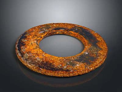 Rusty Circular Metal Industrial Equipment Part Featuring Central Hole And Corroded Surface 3d model