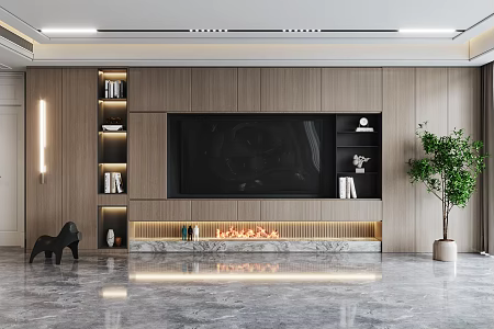 Modern TV background wall TV wall 3d model