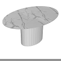 Modern White Oval Dining Table With Marble Top And Fluted Leg Design