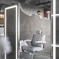 Modern Barber Shop Interior with Styling Chairs Mirrors and Green Plants