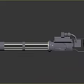 Gatling Gun Weapon Design Silver Metallic Multiple Barrels 3D Rendered Reflective Surface Dark Background 3d model