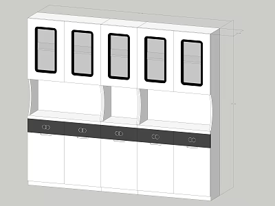 Modern Bookcase With Multiple Glass Doors And Lower Storage Cabinets 3d model