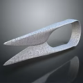 Silver Metal Hardware Tool Featuring Curved Design And Textured Reflective Surface 3d model