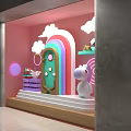 Macaron Color Window Neon Donkey Cartoon Window Cloud Marbles Game 3d model