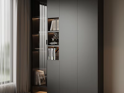 Modern Balcony Cabinet With Glass Door And Storage Shelves For Books And Decor 3d model